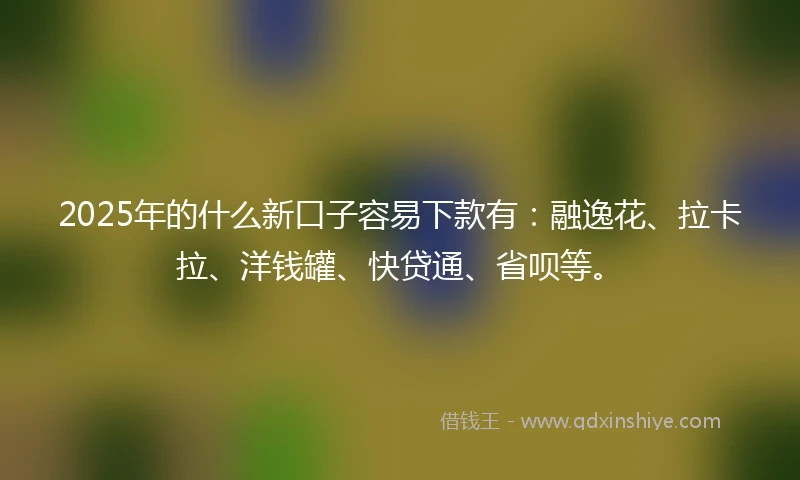 2025年的什么新口子容易下款有：融逸花、拉卡拉、洋钱罐、快贷通、省呗等。