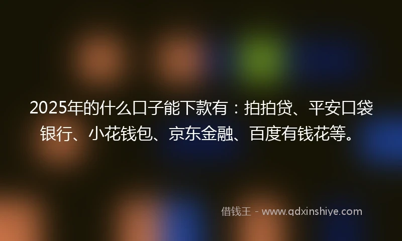 2025年的什么口子能下款有：拍拍贷、平安口袋银行、小花钱包、京东金融、百度有钱花等。