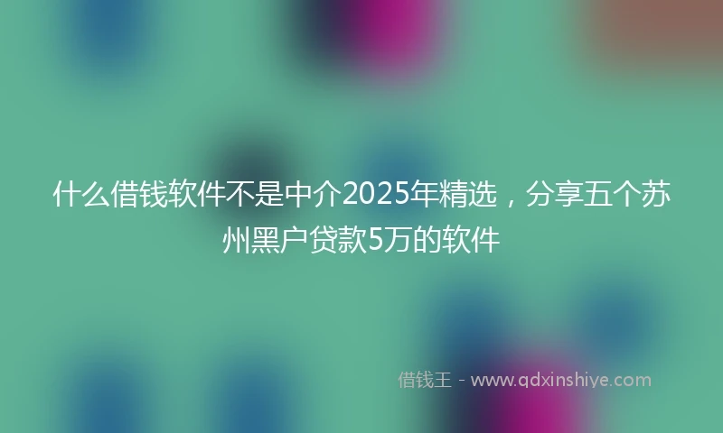 什么借钱软件不是中介2025年精选，分享五个苏州黑户贷款5万的软件