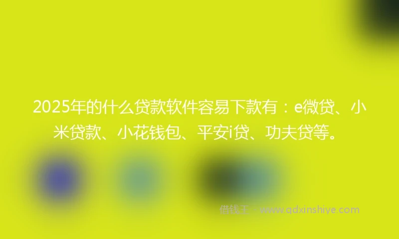 2025年的什么贷款软件容易下款有：e微贷、小米贷款、小花钱包、平安i贷、功夫贷等。