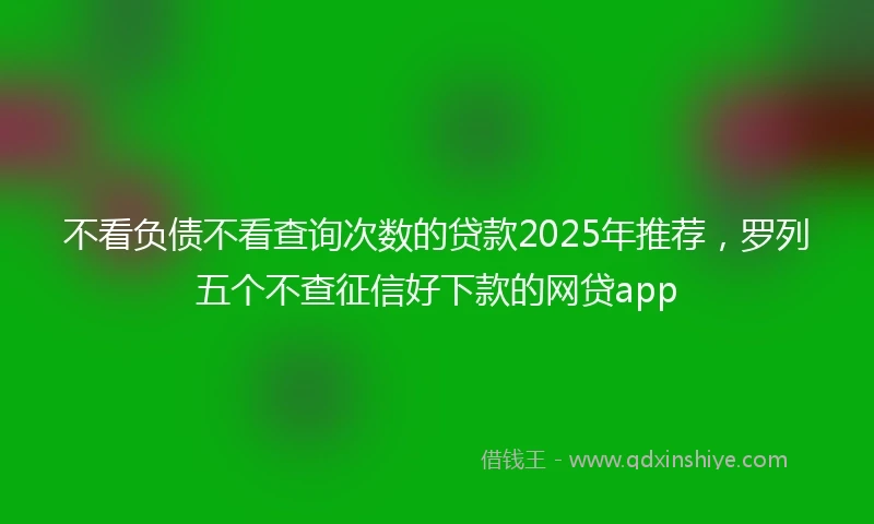 不看负债不看查询次数的贷款2025年推荐，罗列五个不查征信好下款的网贷app