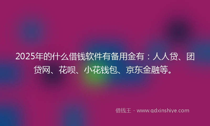 2025年的什么借钱软件有备用金有：人人贷、团贷网、花呗、小花钱包、京东金融等。