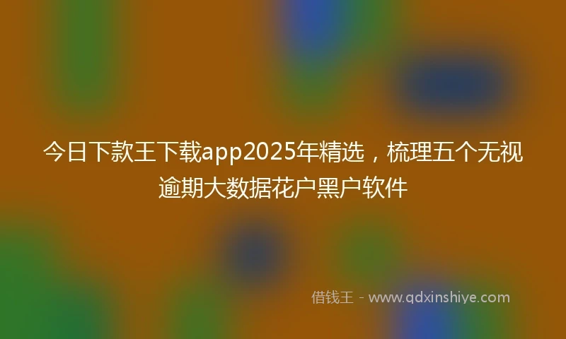 今日下款王下载app2025年精选，梳理五个无视逾期大数据花户黑户软件