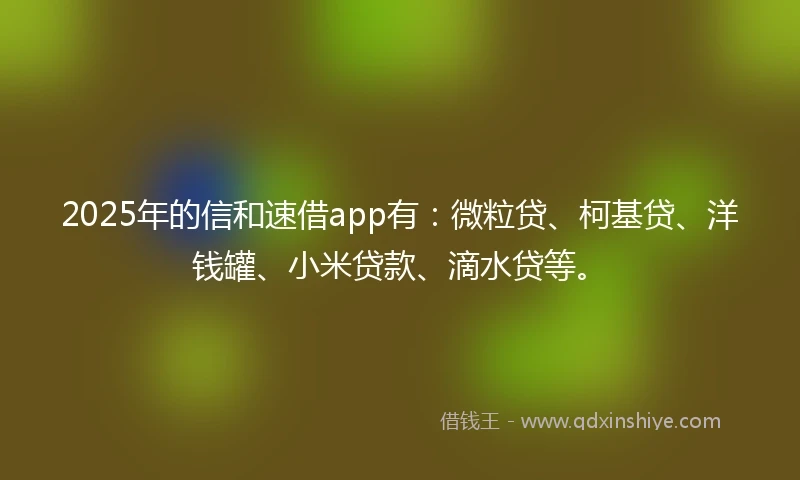 2025年的信和速借app有：微粒贷、柯基贷、洋钱罐、小米贷款、滴水贷等。