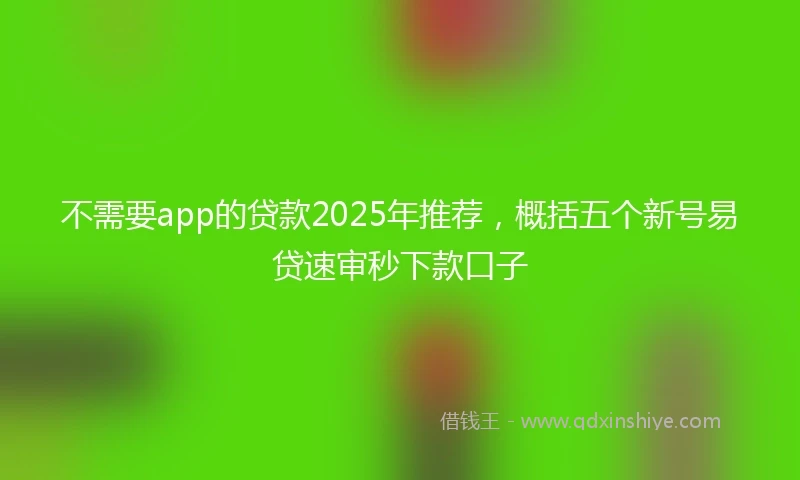 不需要app的贷款2025年推荐，概括五个新号易贷速审秒下款口子