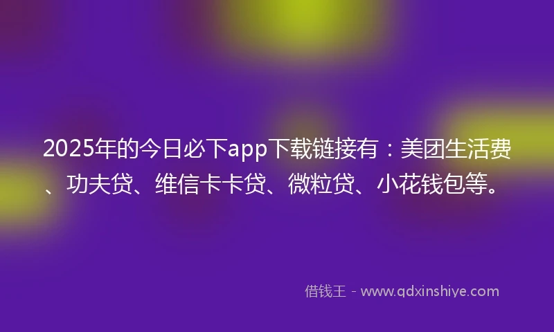 2025年的今日必下app下载链接有：美团生活费、功夫贷、维信卡卡贷、微粒贷、小花钱包等。