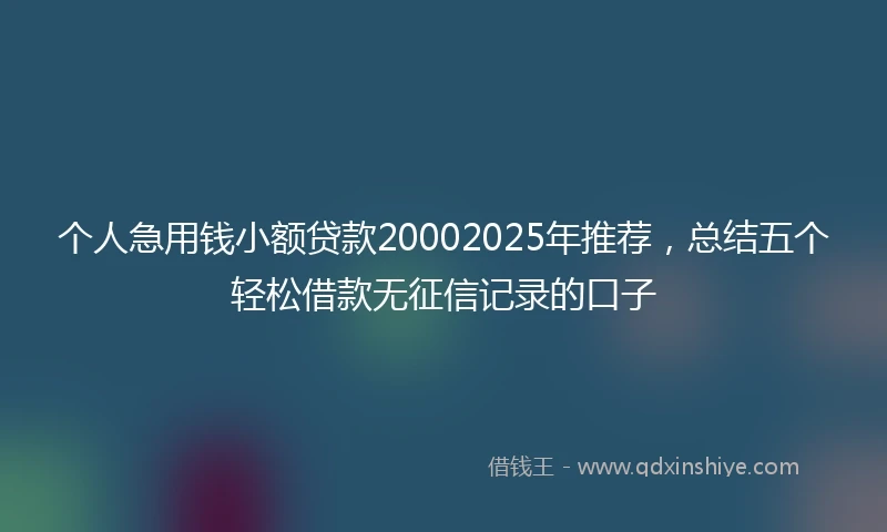 个人急用钱小额贷款20002025年推荐，总结五个轻松借款无征信记录的口子