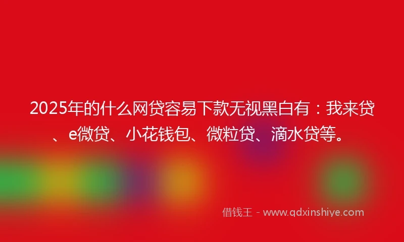 2025年的什么网贷容易下款无视黑白有：我来贷、e微贷、小花钱包、微粒贷、滴水贷等。