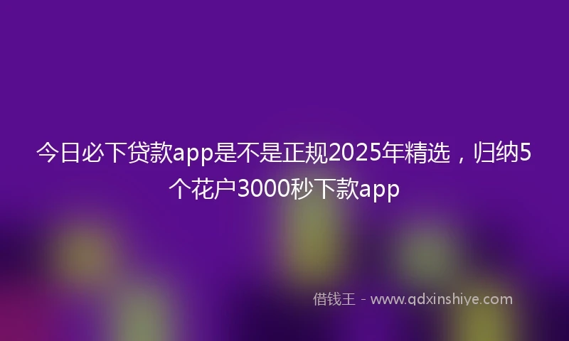 今日必下贷款app是不是正规2025年精选，归纳5个花户3000秒下款app