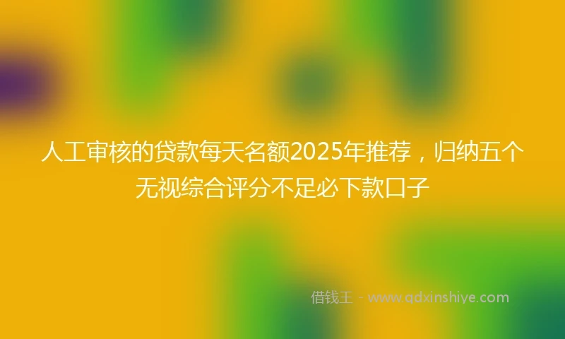 人工审核的贷款每天名额2025年推荐，归纳五个无视综合评分不足必下款口子