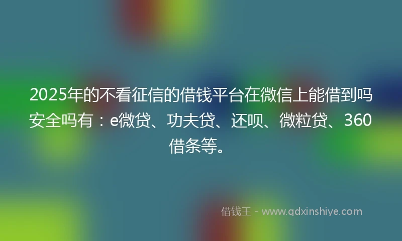2025年的不看征信的借钱平台在微信上能借到吗安全吗有：e微贷、功夫贷、还呗、微粒贷、360借条等。