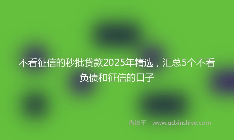 不看征信的秒批贷款2025年精选，汇总5个不看负债和征信的口子