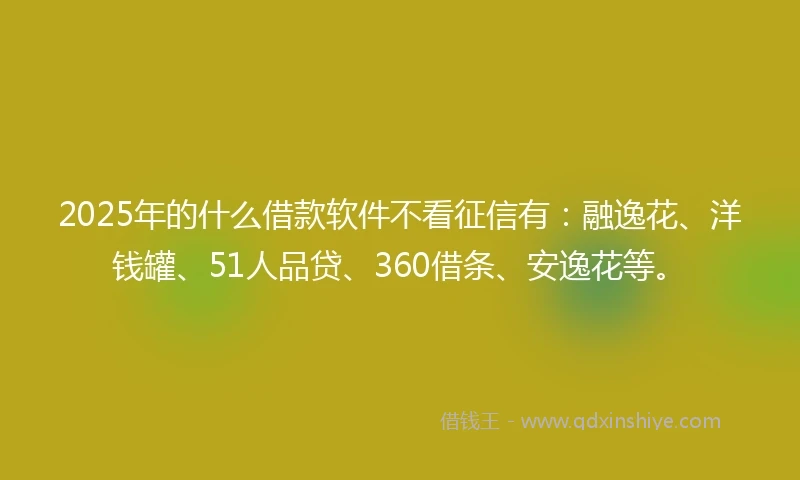 2025年的什么借款软件不看征信有：融逸花、洋钱罐、51人品贷、360借条、安逸花等。