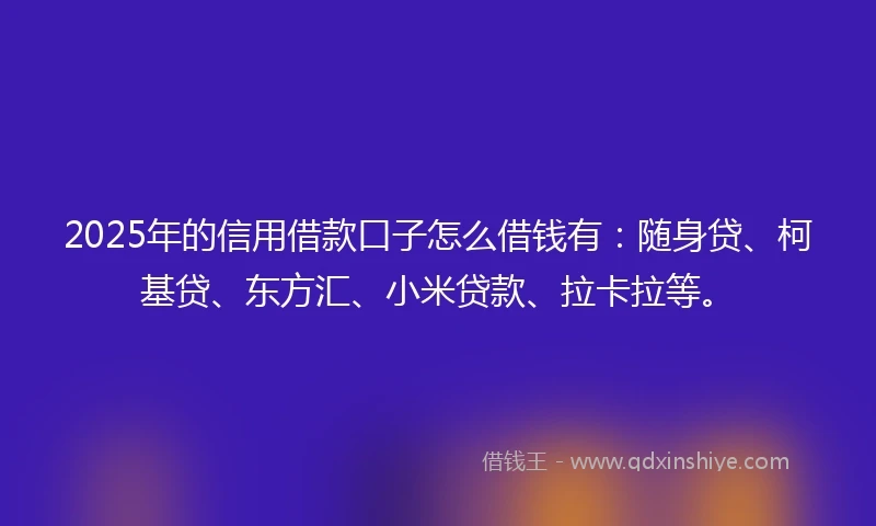 2025年的信用借款口子怎么借钱有：随身贷、柯基贷、东方汇、小米贷款、拉卡拉等。