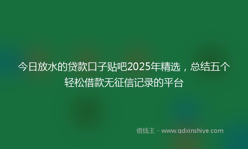 今日放水的贷款口子贴吧2025年精选，总结五个轻松借款无征信记录的平台
