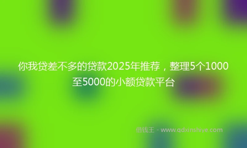 你我贷差不多的贷款2025年推荐，整理5个1000至5000的小额贷款平台