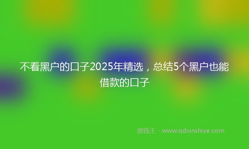 不看黑户的口子2025年精选，总结5个黑户也能借款的口子