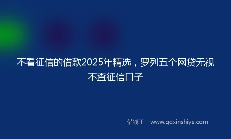 不看征信的借款2025年精选，罗列五个网贷无视不查征信口子