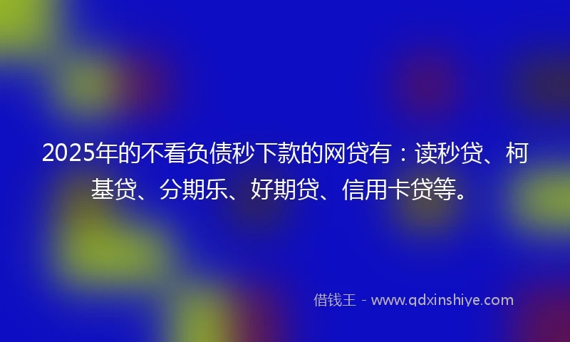2025年的不看负债秒下款的网贷有：读秒贷、柯基贷、分期乐、好期贷、信用卡贷等。