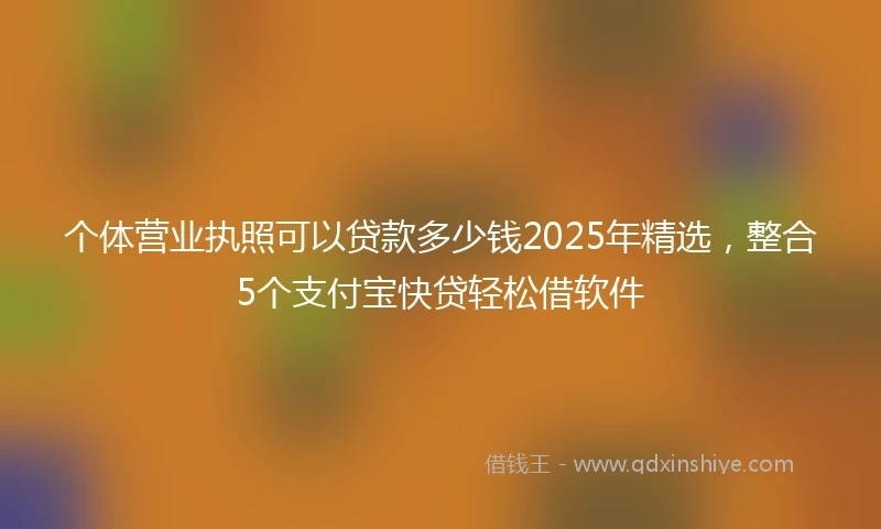 个体营业执照可以贷款多少钱2025年精选，整合5个支付宝快贷轻松借软件