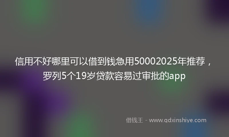 信用不好哪里可以借到钱急用50002025年推荐，罗列5个19岁贷款容易过审批的app