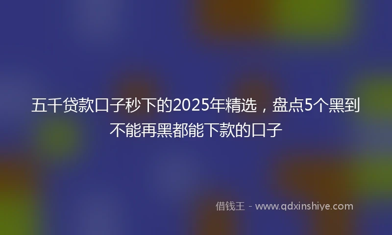 五千贷款口子秒下的2025年精选，盘点5个黑到不能再黑都能下款的口子