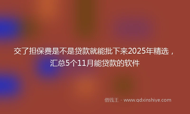 交了担保费是不是贷款就能批下来2025年精选，汇总5个11月能贷款的软件