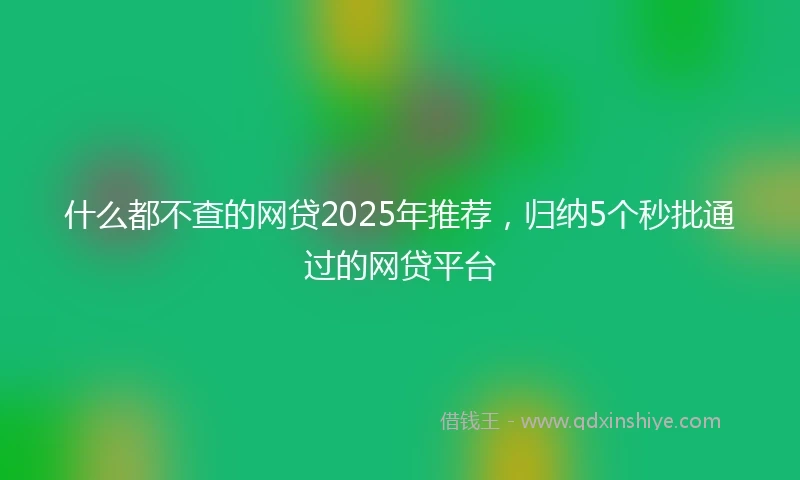 什么都不查的网贷2025年推荐，归纳5个秒批通过的网贷平台