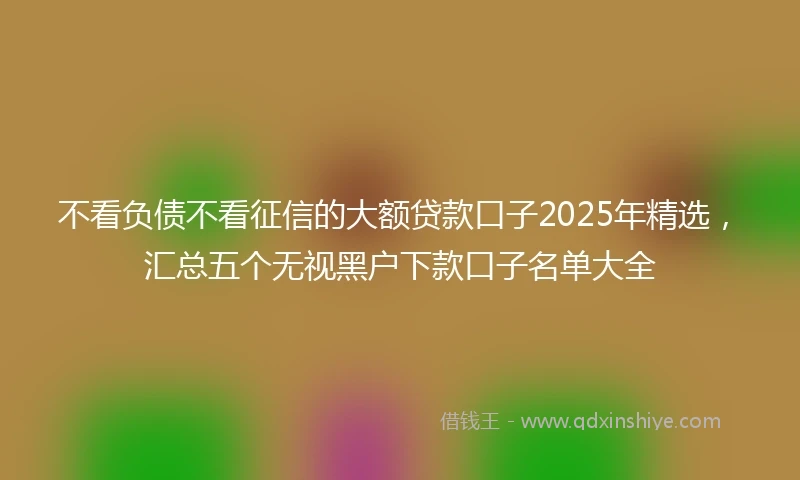 不看负债不看征信的大额贷款口子2025年精选，汇总五个无视黑户下款口子名单大全