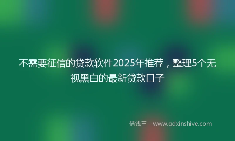不需要征信的贷款软件2025年推荐，整理5个无视黑白的最新贷款口子