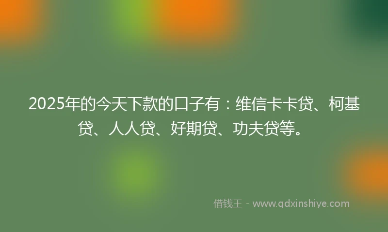2025年的今天下款的口子有：维信卡卡贷、柯基贷、人人贷、好期贷、功夫贷等。