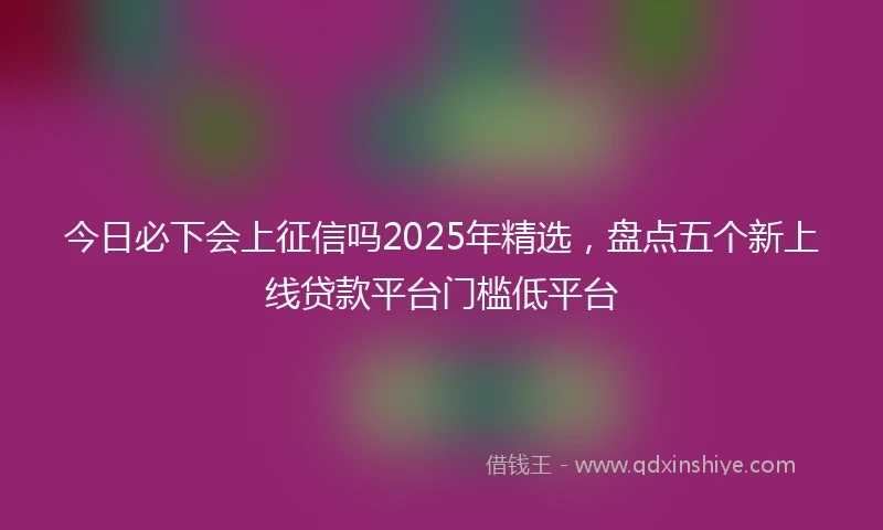 今日必下会上征信吗2025年精选，盘点五个新上线贷款平台门槛低平台