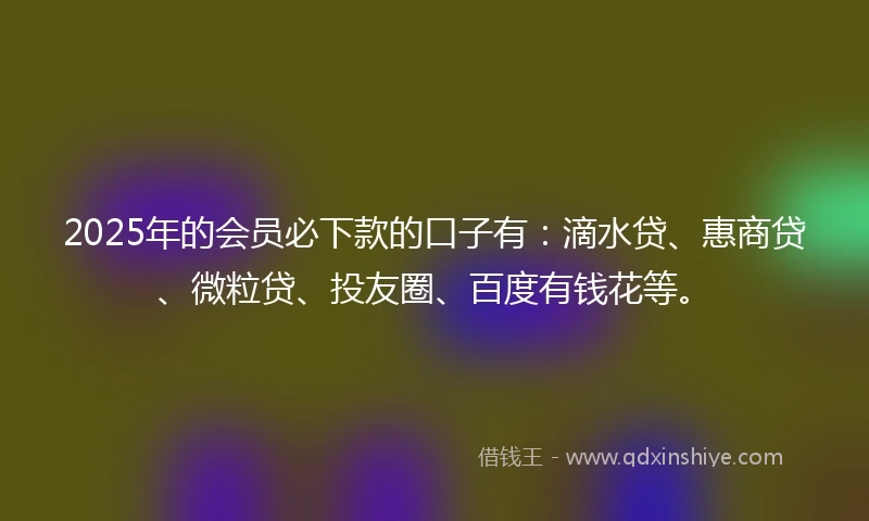 2025年的会员必下款的口子有：滴水贷、惠商贷、微粒贷、投友圈、百度有钱花等。
