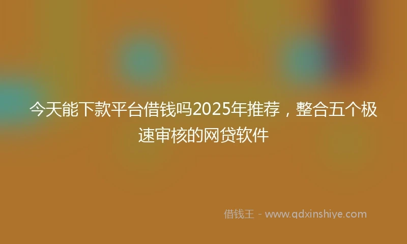今天能下款平台借钱吗2025年推荐，整合五个极速审核的网贷软件