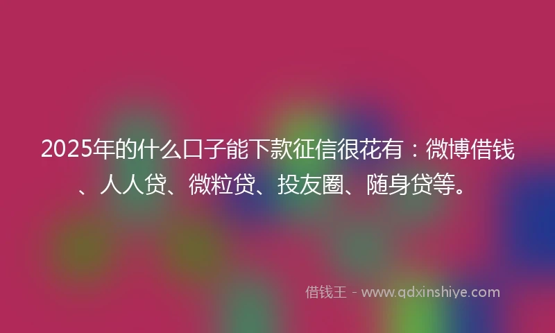 2025年的什么口子能下款征信很花有：微博借钱、人人贷、微粒贷、投友圈、随身贷等。