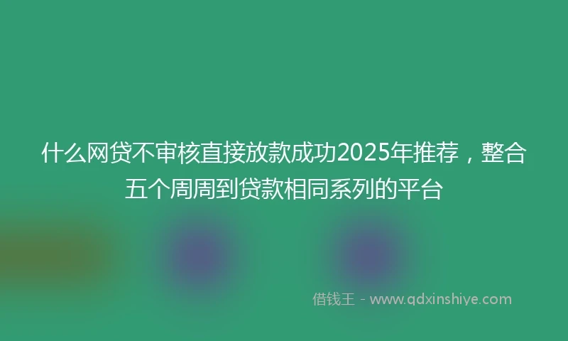 什么网贷不审核直接放款成功2025年推荐，整合五个周周到贷款相同系列的平台