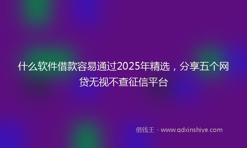什么软件借款容易通过2025年精选，分享五个网贷无视不查征信平台
