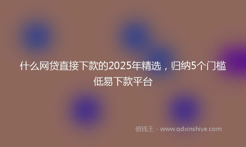 什么网贷直接下款的2025年精选，归纳5个门槛低易下款平台