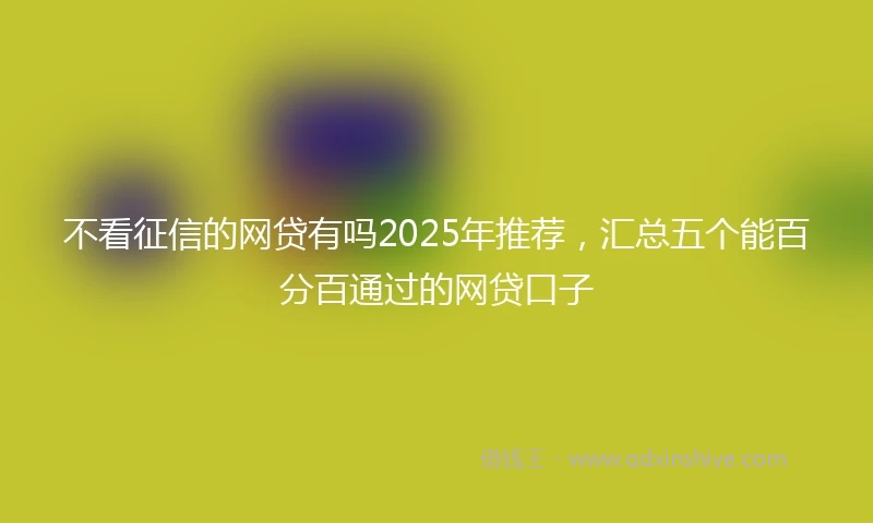 不看征信的网贷有吗2025年推荐，汇总五个能百分百通过的网贷口子