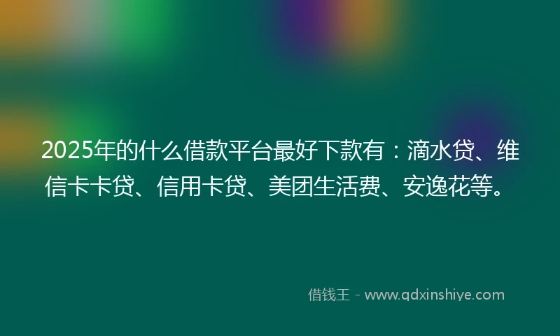 2025年的什么借款平台最好下款有：滴水贷、维信卡卡贷、信用卡贷、美团生活费、安逸花等。