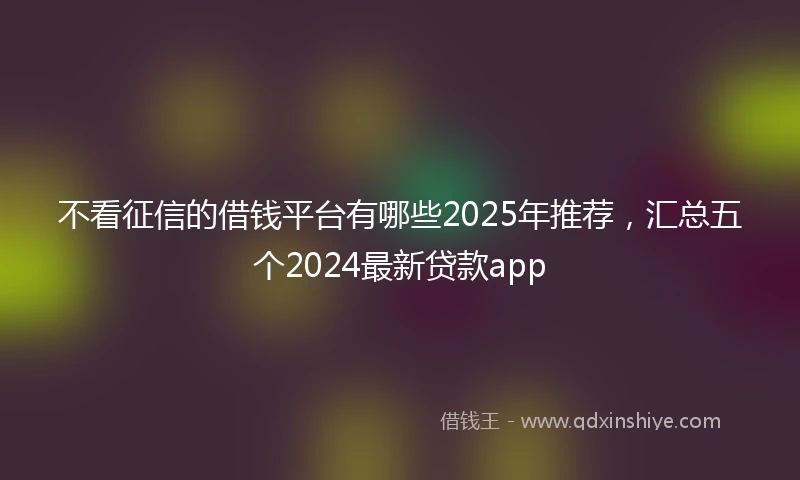 不看征信的借钱平台有哪些2025年推荐，汇总五个2024最新贷款app