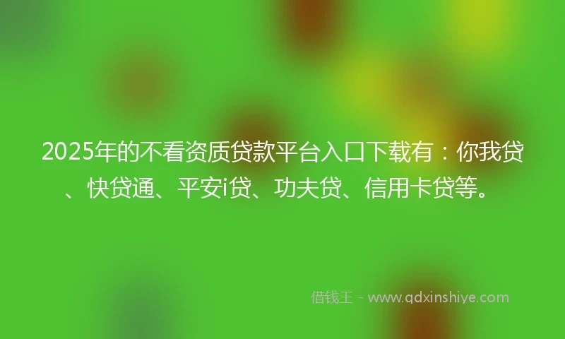 2025年的不看资质贷款平台入口下载有：你我贷、快贷通、平安i贷、功夫贷、信用卡贷等。