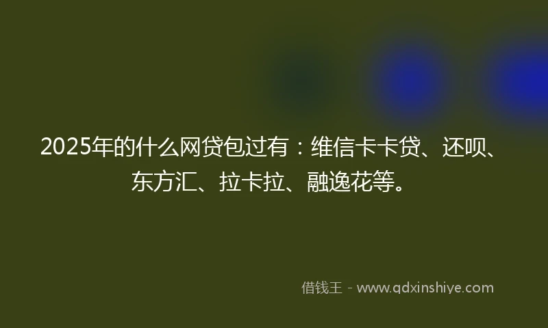 2025年的什么网贷包过有：维信卡卡贷、还呗、东方汇、拉卡拉、融逸花等。