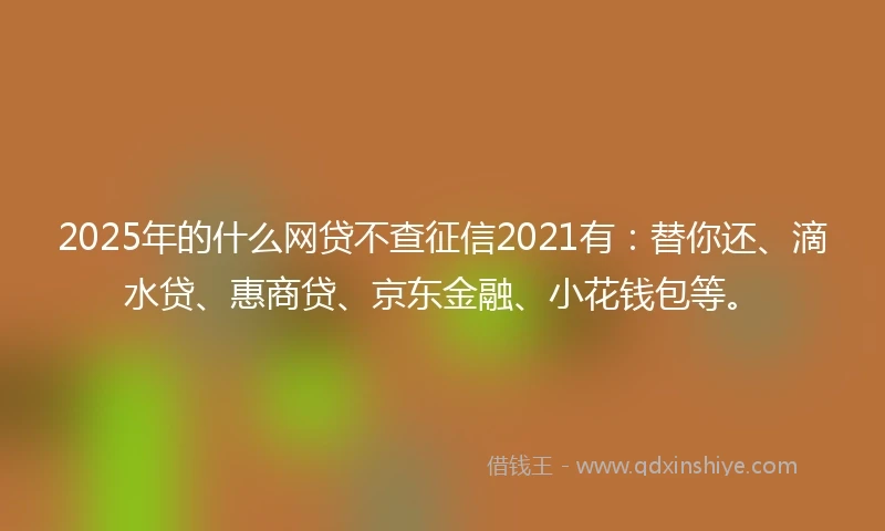 2025年的什么网贷不查征信2021有：替你还、滴水贷、惠商贷、京东金融、小花钱包等。