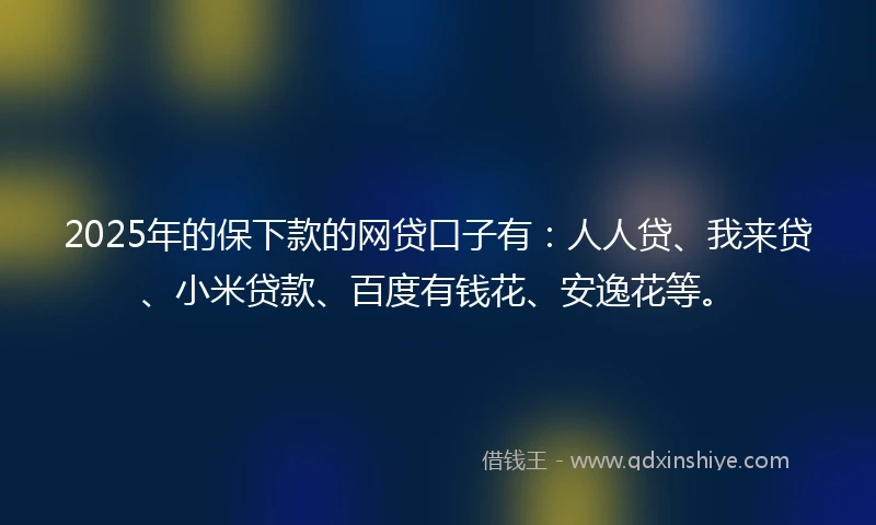 2025年的保下款的网贷口子有：人人贷、我来贷、小米贷款、百度有钱花、安逸花等。