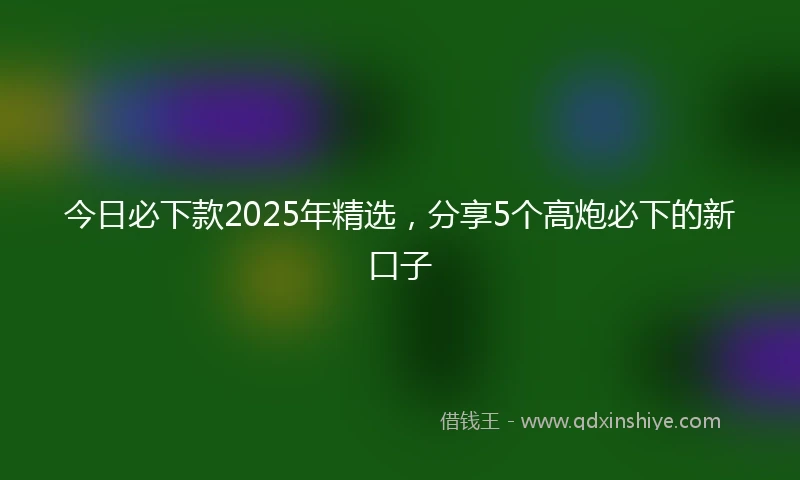 今日必下款2025年精选，分享5个高炮必下的新口子
