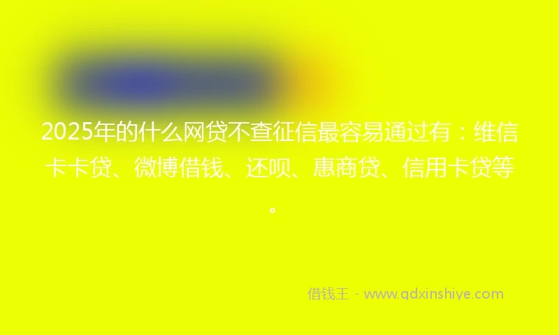 2025年的什么网贷不查征信最容易通过有：维信卡卡贷、微博借钱、还呗、惠商贷、信用卡贷等。