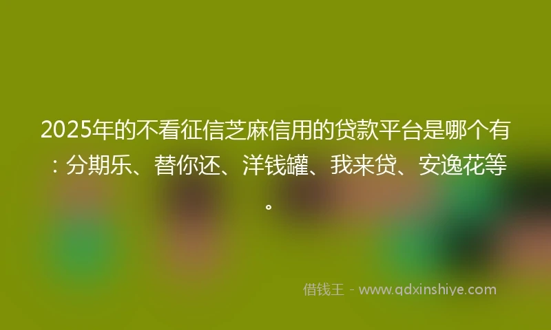 2025年的不看征信芝麻信用的贷款平台是哪个有：分期乐、替你还、洋钱罐、我来贷、安逸花等。