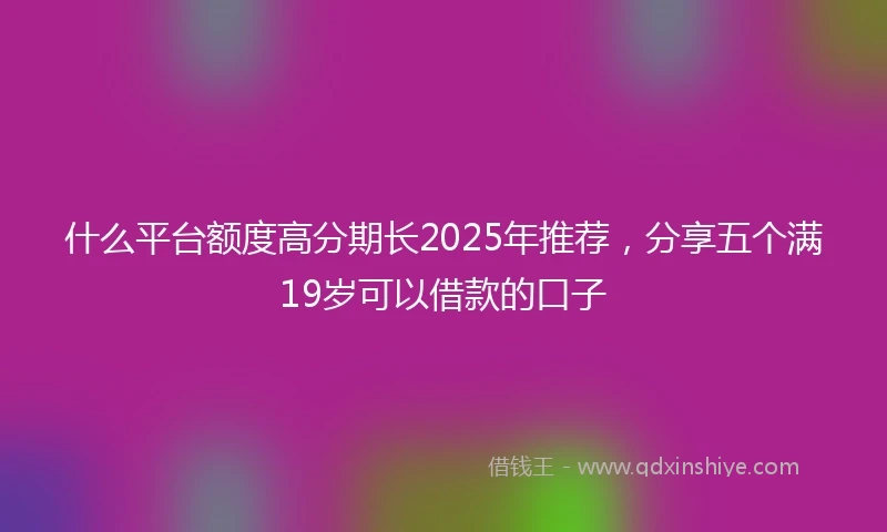 什么平台额度高分期长2025年推荐，分享五个满19岁可以借款的口子