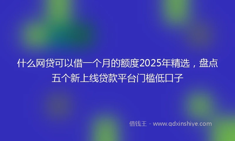 什么网贷可以借一个月的额度2025年精选，盘点五个新上线贷款平台门槛低口子